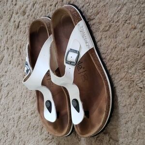 Betula white upper and  tan insole leather sandals, women…